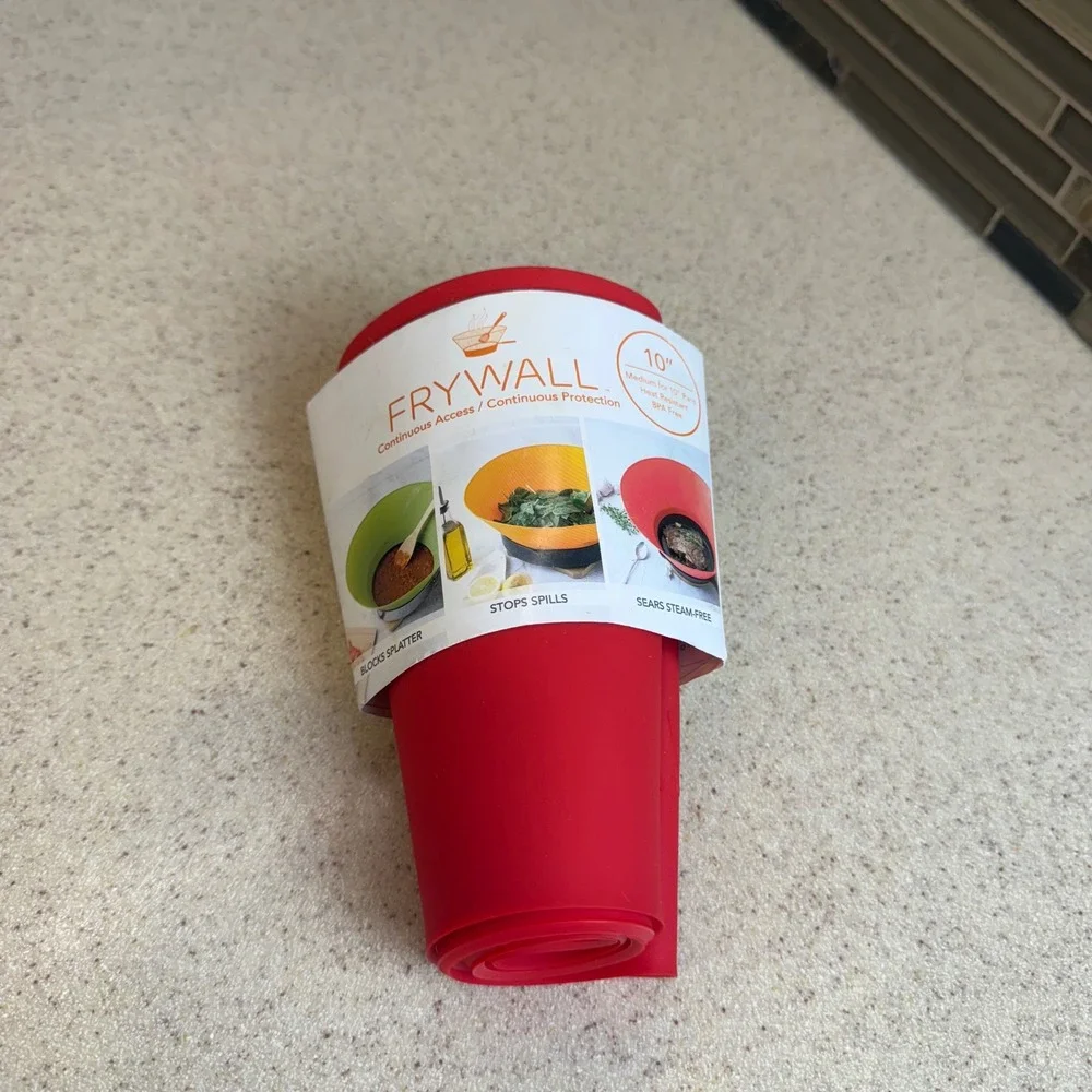 NEW Frywall 10 Inch Silicone Splatter Guard Red Medium for 10